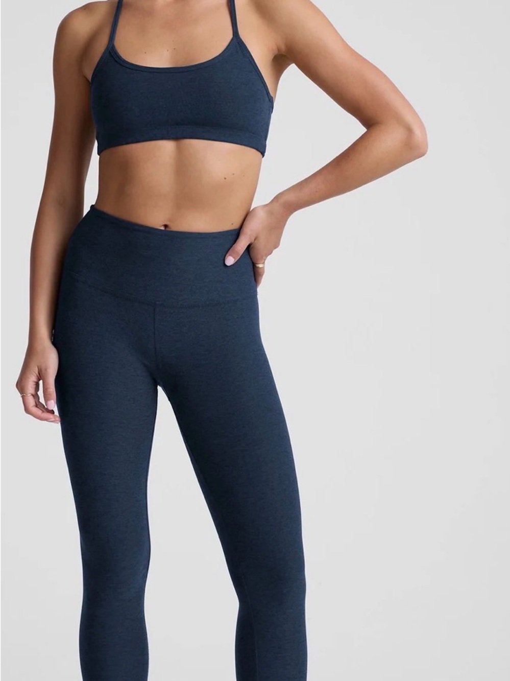 Women's Beyond Yoga Spacedye Caught in the Midi Leggings in Nocturnal Navy